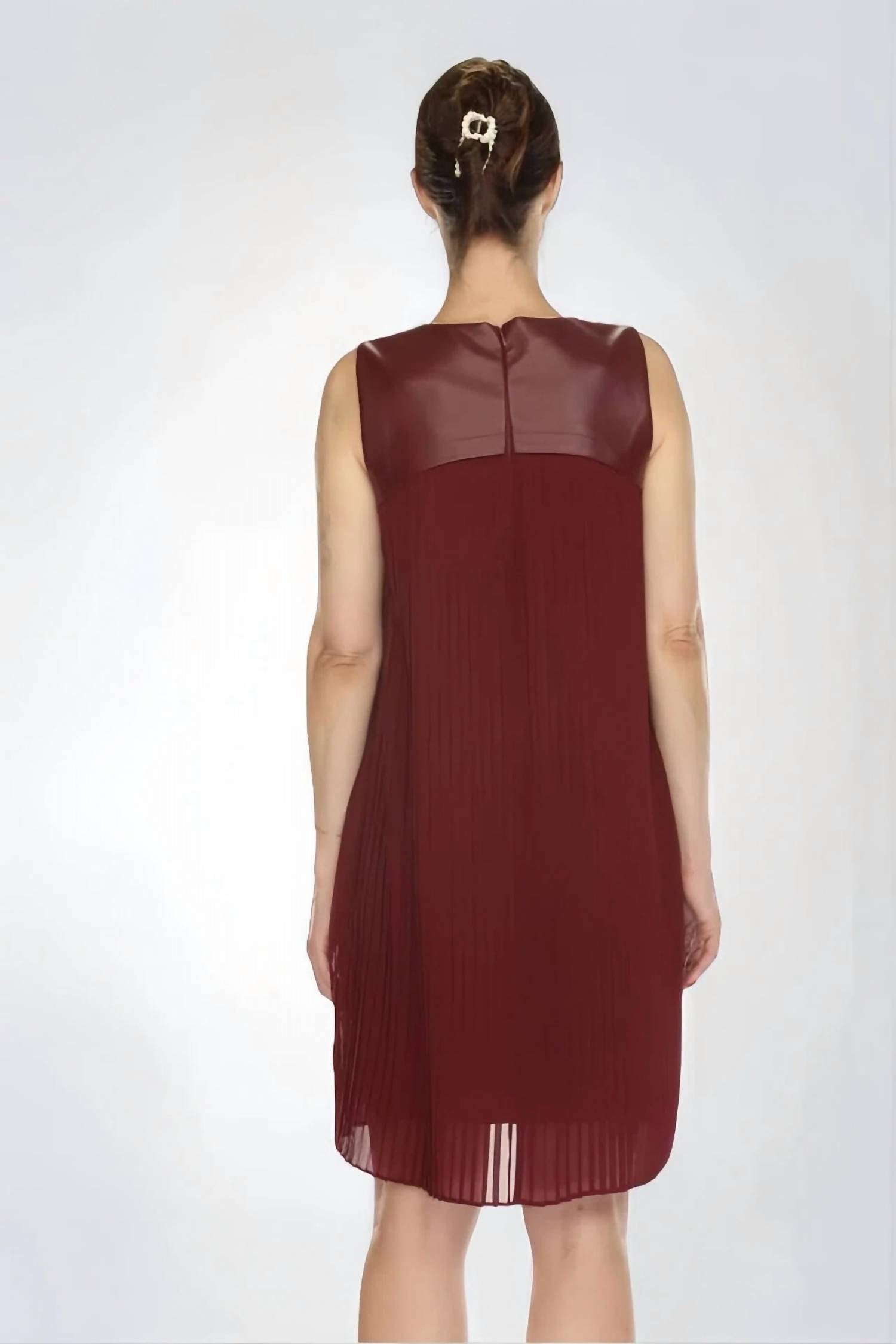 Joseph Ribkoff - Pleated Faux Leather Trapeze Dress