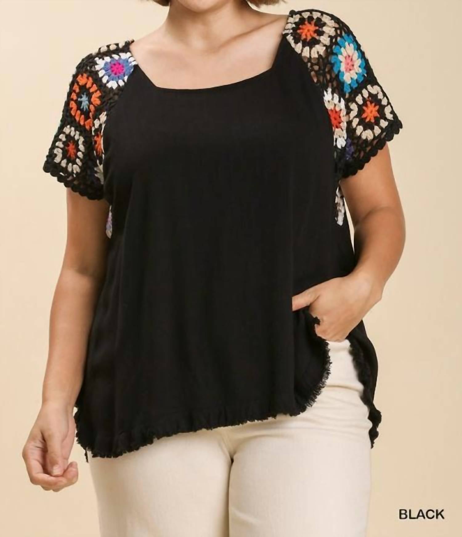 Umgee - Crochet Sleeve Top
