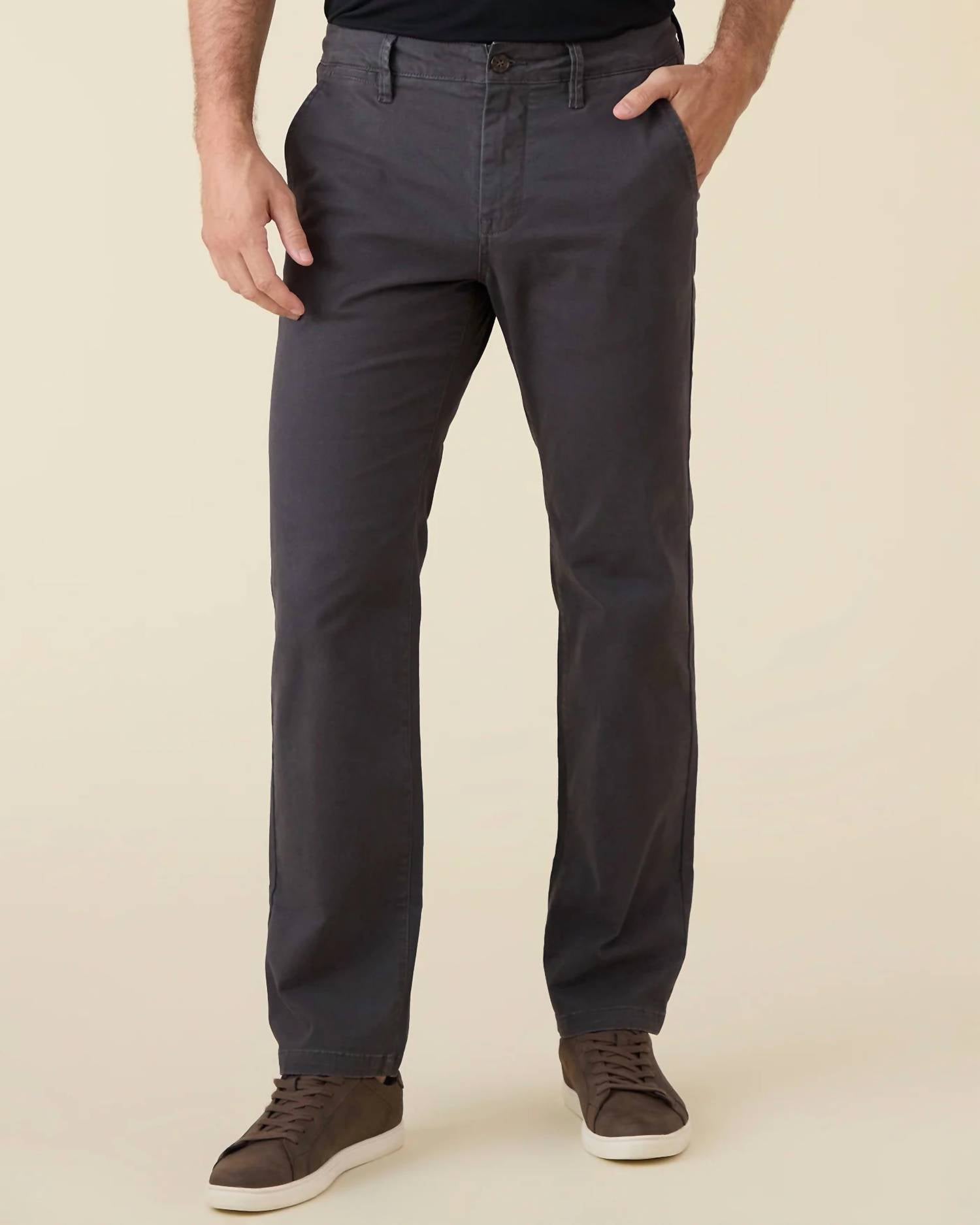 Flags & Anthem Calix Straight Leg Stretch Chinos Pant in charcoal - men's pants