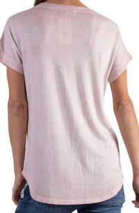 Made In Italy - Two Tone V Neck T-shirt With Faux Pocket