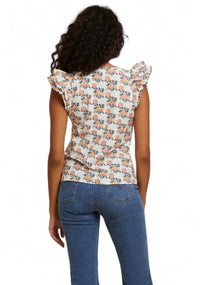 Nation Ltd - CAMEO PRINT NOTCHED RUFFLE TANK TOP
