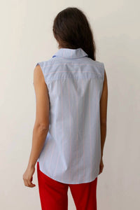 Donni. - Women's Stripe Pop Sleeveless Shirt
