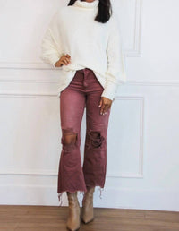 Vervet By Flying Monkey - Leslie Distressed High Waisted Crop Flare Jeans