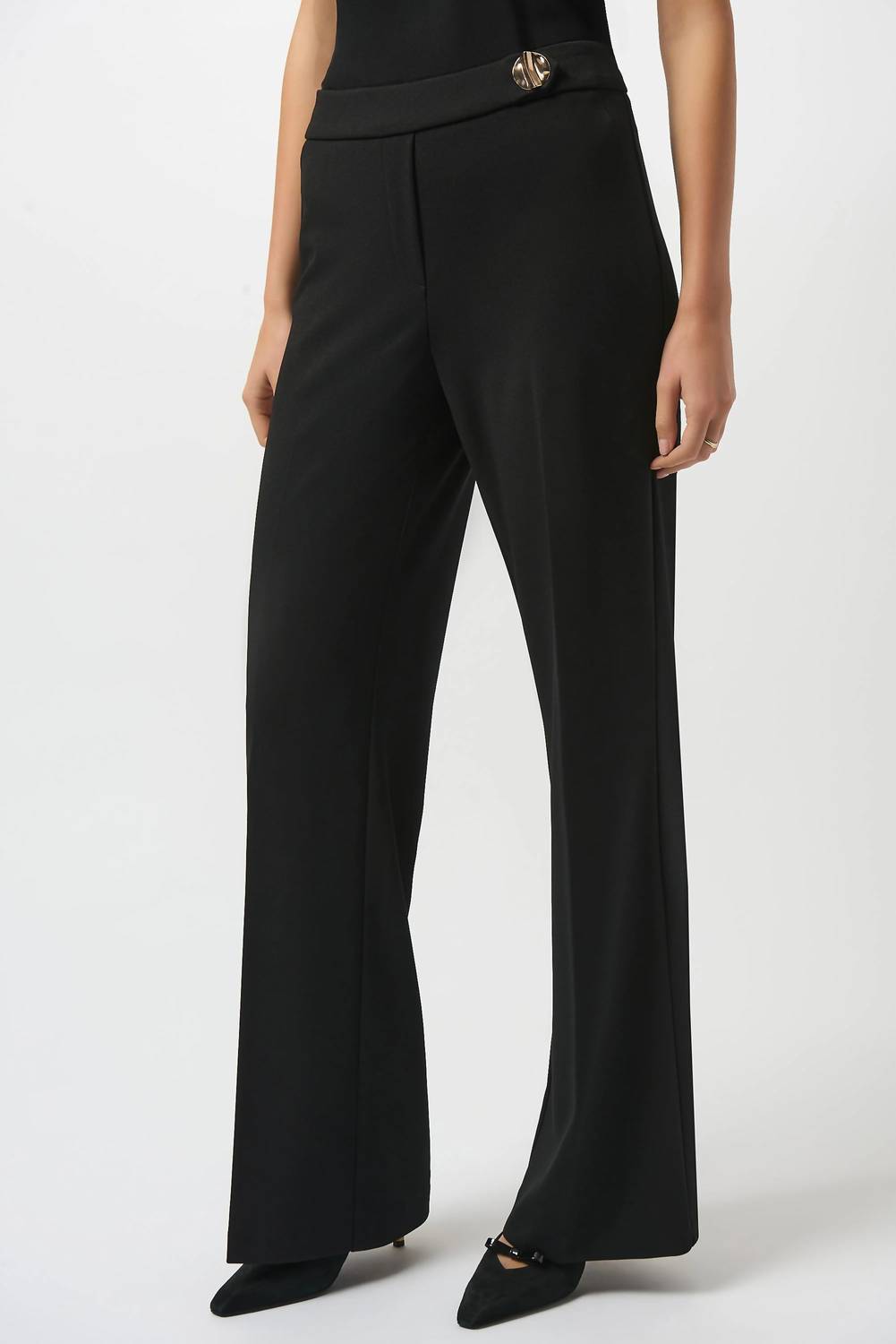 Joseph Ribkoff Pull On Mid-rise Flared Trouser in black - women's pants