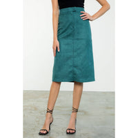 THML Midi Suede Skirt in teal 1 - women's skirt