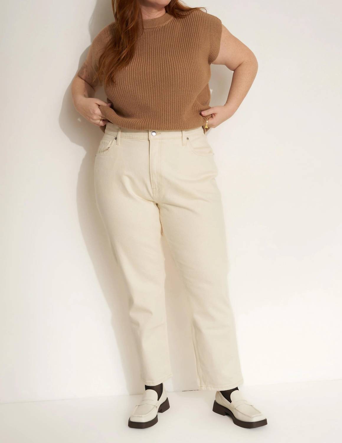 Callahan Shaker Knit Crewneck Muscle Tee in camel - women's shirt - view 7