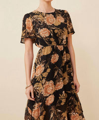 Hayden La - Sharon Peony Crew Neck Midi Dress