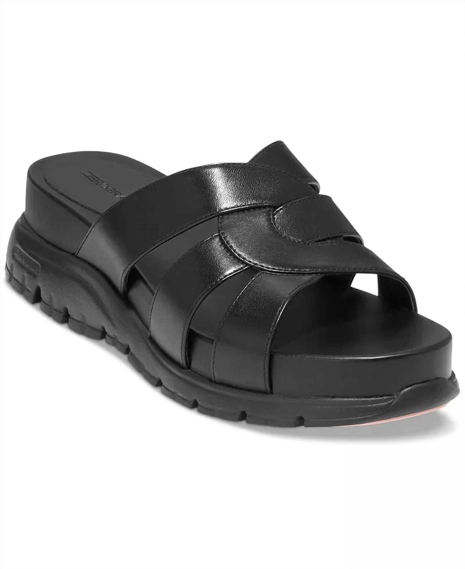 COLE HAAN Women's Zerogrand Slotted Slide Flat Sandals in black - women's sandal