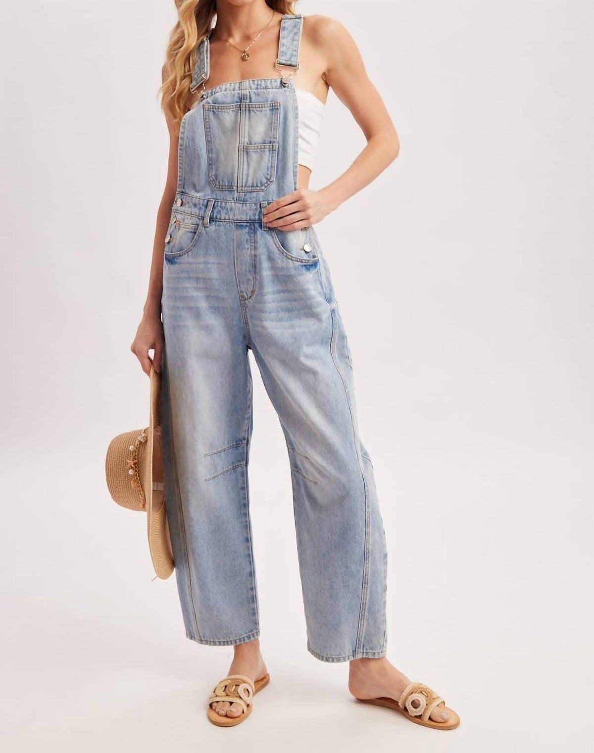 Bluivy - Women's Denim Barrel Overalls