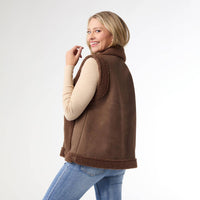 Coco + Carmen - Brittni Faux Suede Sherpa Lined Vest