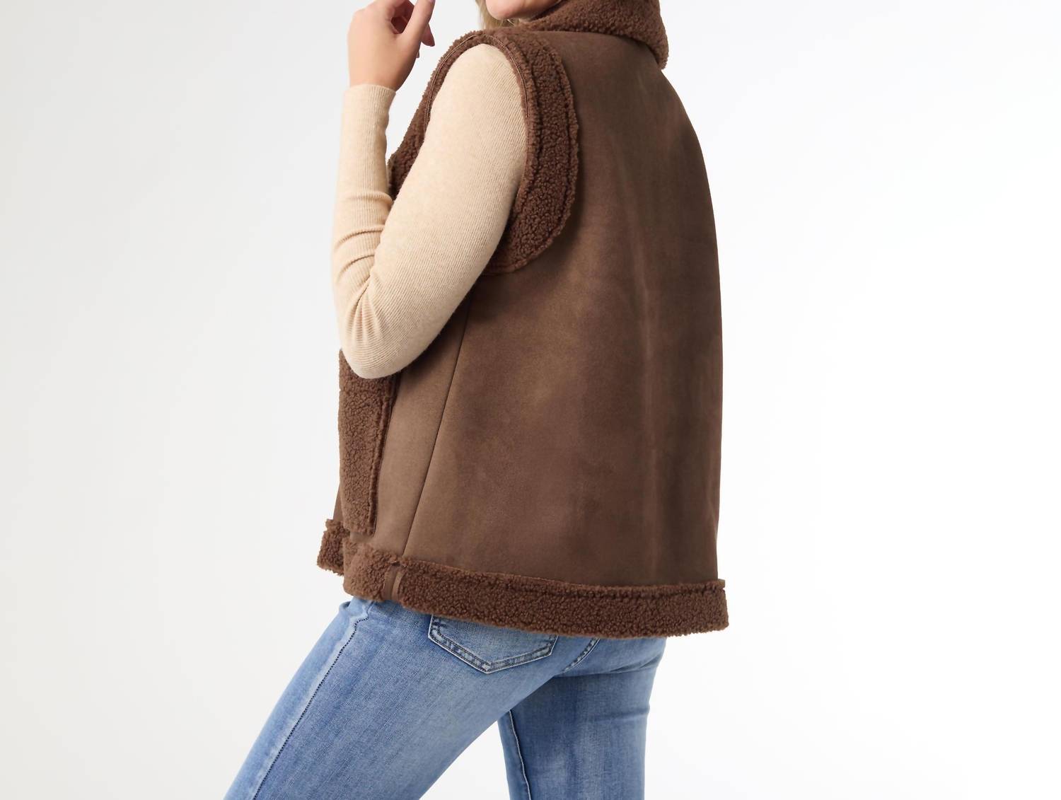 Coco + Carmen - Brittni Faux Suede Sherpa Lined Vest