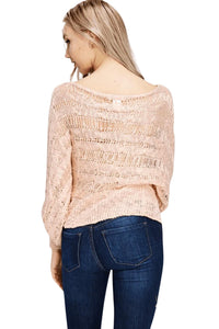 Solution - Tara Open Knit Textured Sheer Top