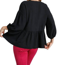 Umgee - V-neck Babydoll Top