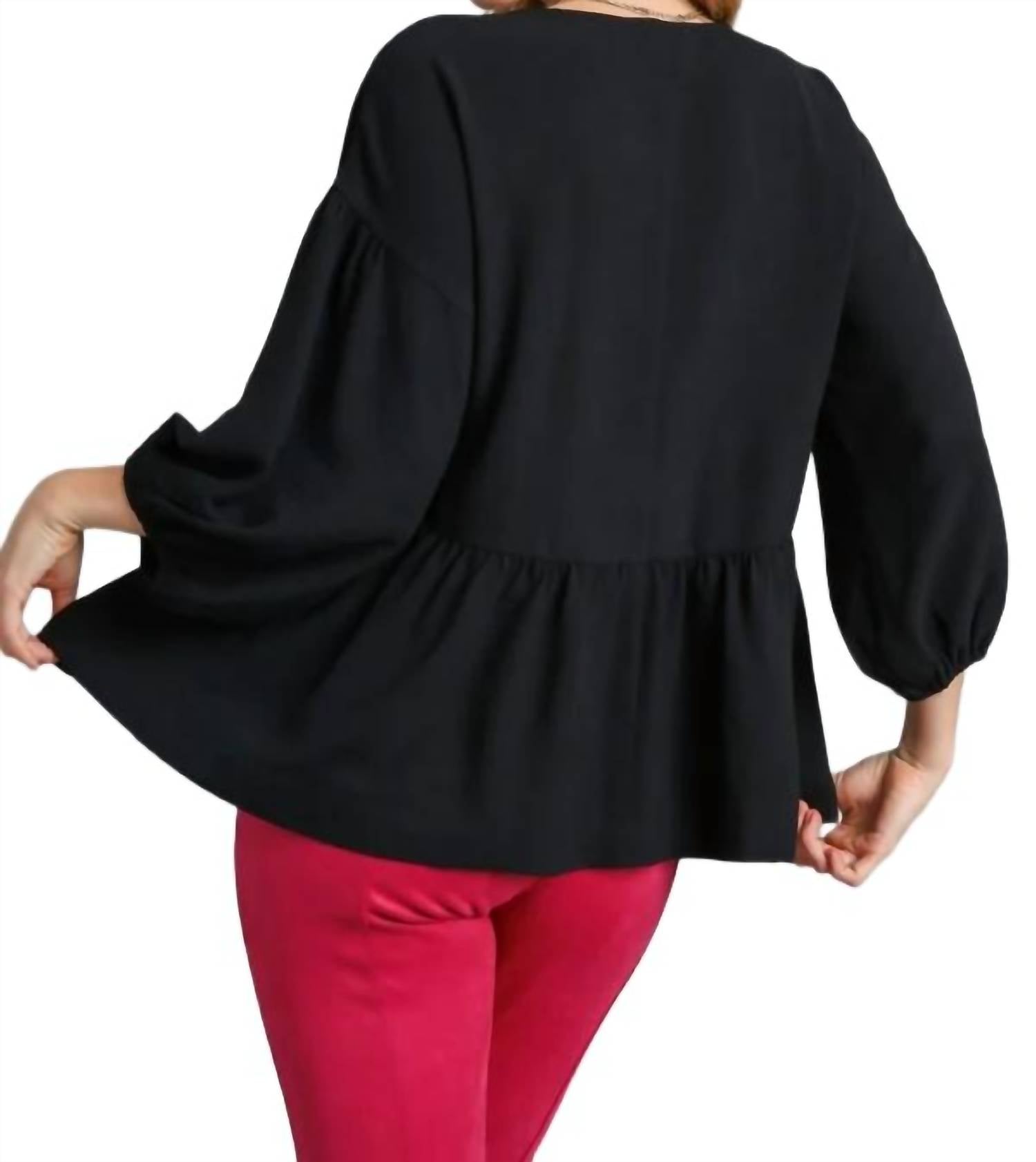 Umgee - V-neck Babydoll Top