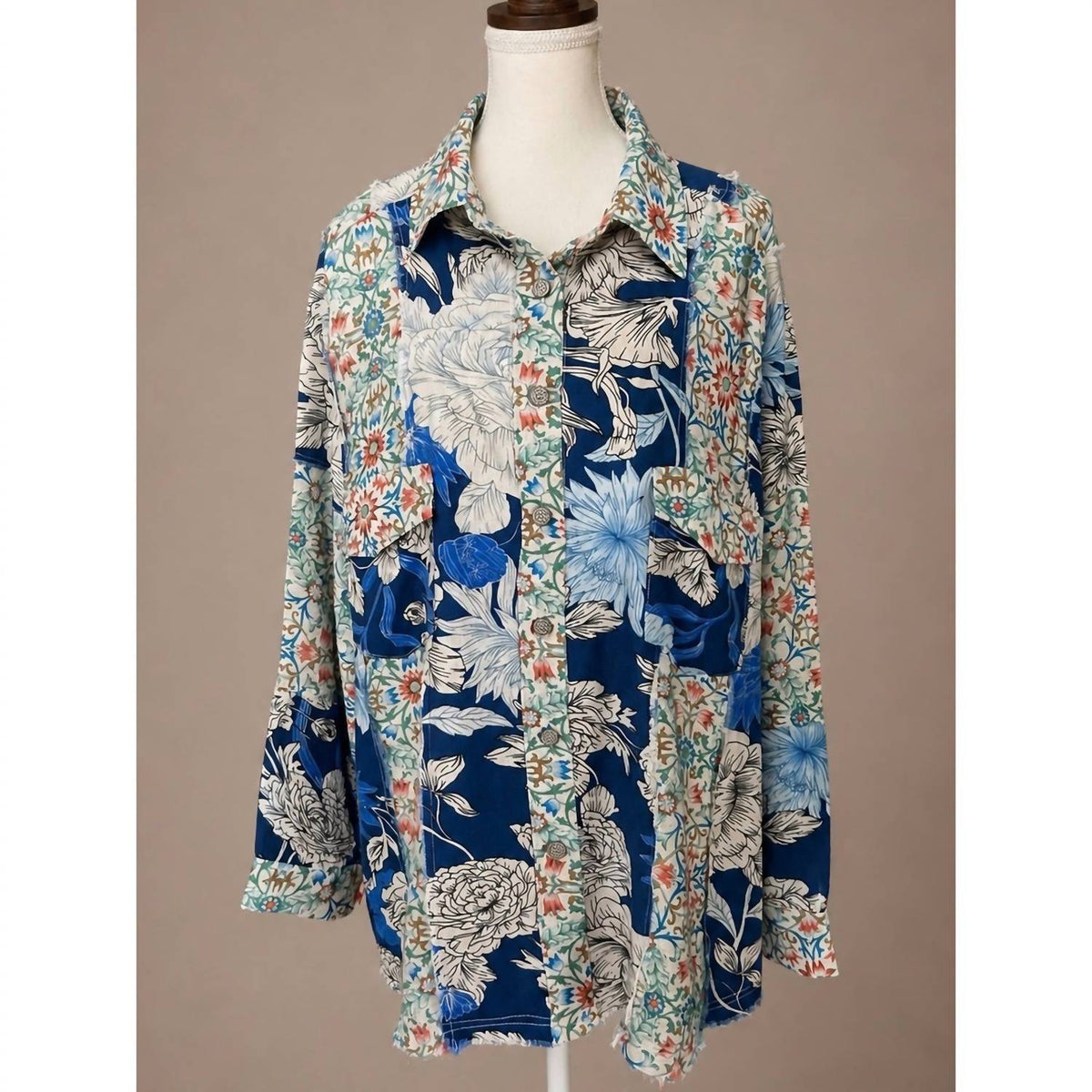Pol - Oversized Long Sleeve Button Top