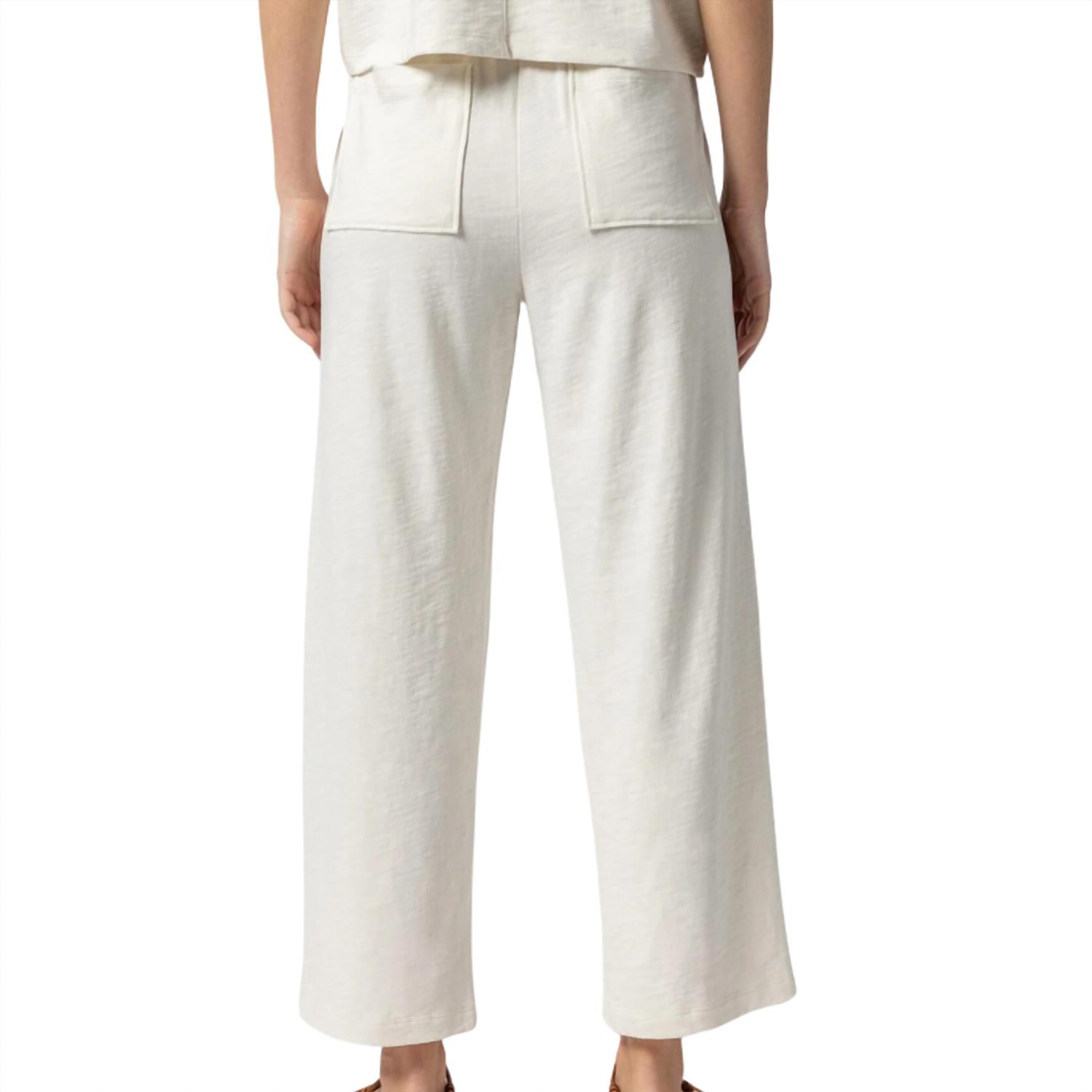 Lilla P Women's Cropped Pull On Pant in ecru - women's pants - detail view