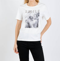 Oui Smile Tee in cloud dancer - women's t-shirt