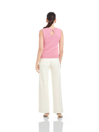 Fifteen Twenty Kimmy Keyhole Sweater Tank in pink - women's sweater - alternate view