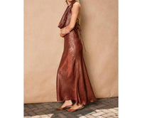 DRESS FORUM Marcelline Satin Maxi Dress in sunset gold - women's dress - alternate view