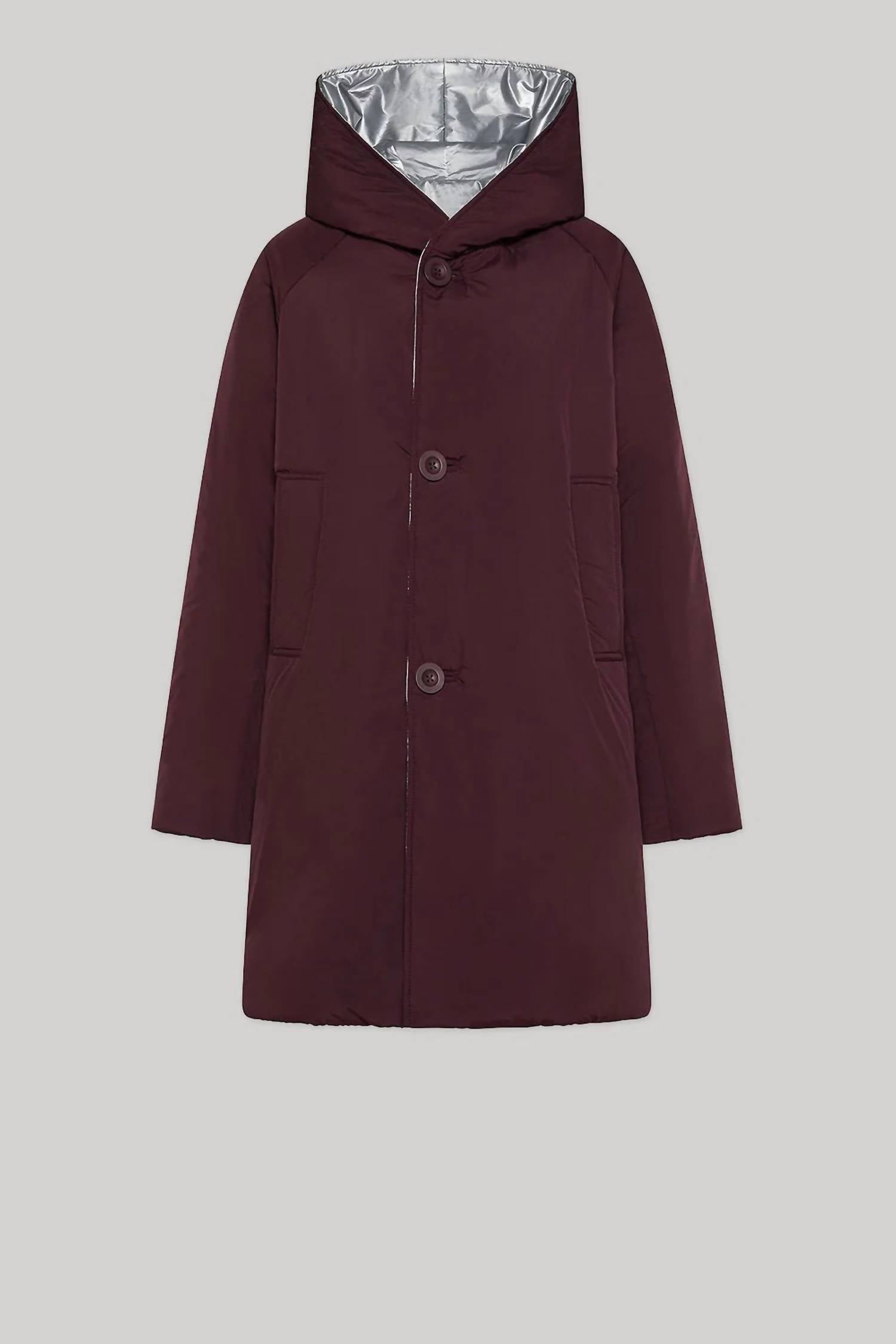 OOFWEAR Reversible Mid-length Jacket With Hood in silver plum - women's jacket - view 10