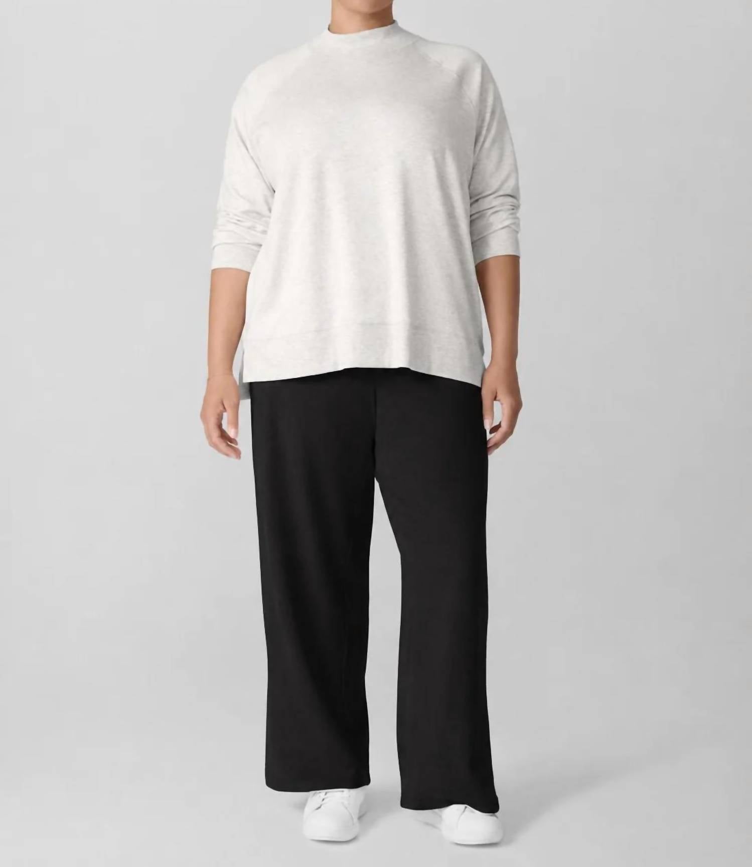 Eileen Fisher - Cozy Brushed Terry Hug Side-slit Pants - Plus