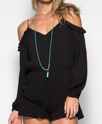She + Sky - Long Sleeve Off The Shoulder Romper
