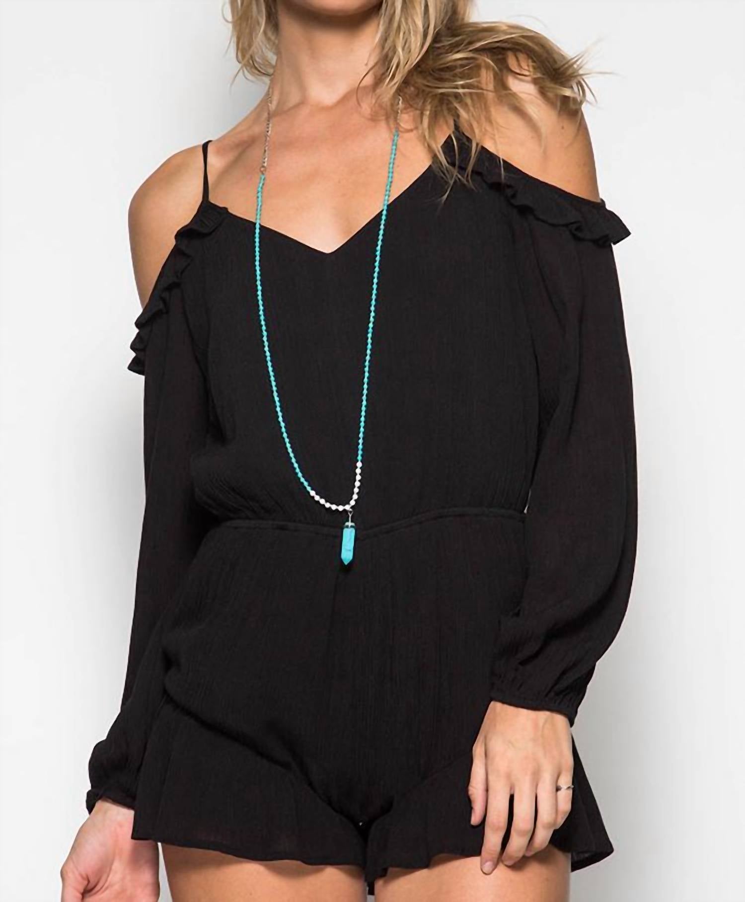 She + Sky - Long Sleeve Off The Shoulder Romper