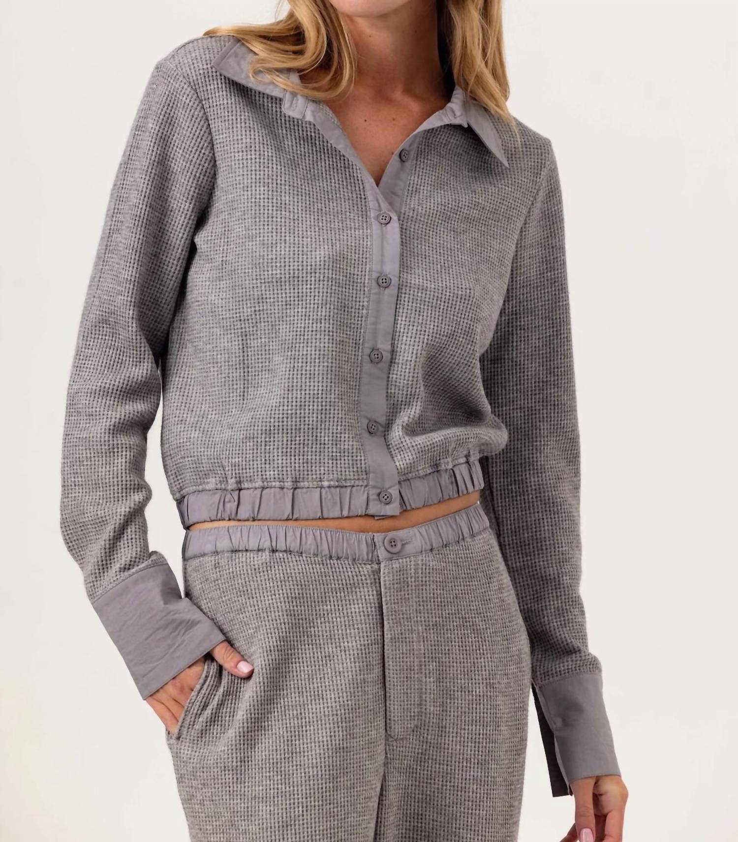 sundays Nell Button Front Shirt in grey - women's shirt - detail view