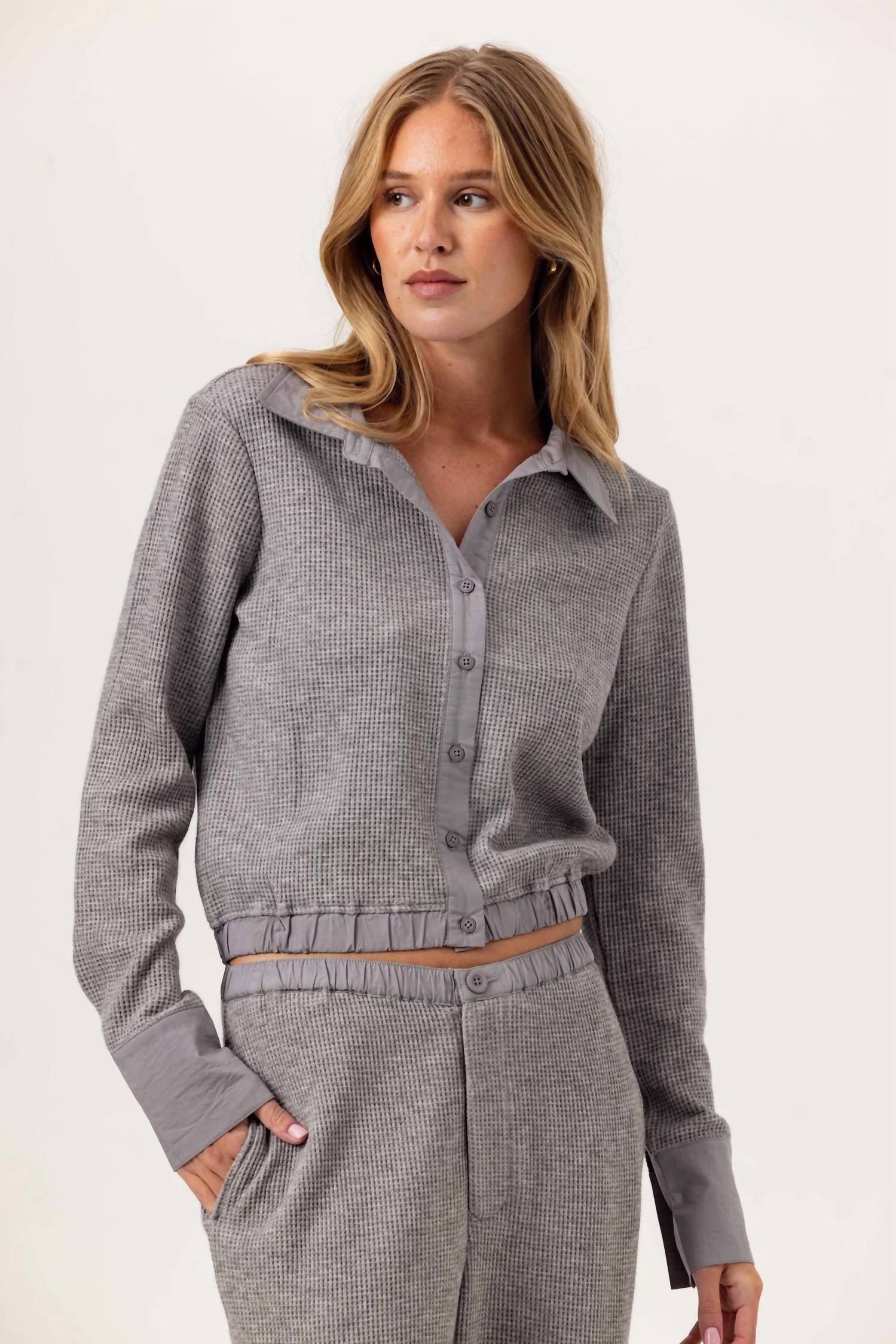 sundays Nell Button Front Shirt in grey - women's shirt - alternate view