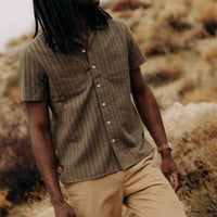 Taylor Stitch Conrad Short Sleeve Shirt in fatigue olive dobby - men's t-shirt