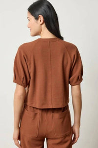 Lilla P - Pleated Short Sleeve Waffle Top