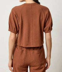 Lilla P - Pleated Short Sleeve Waffle Top