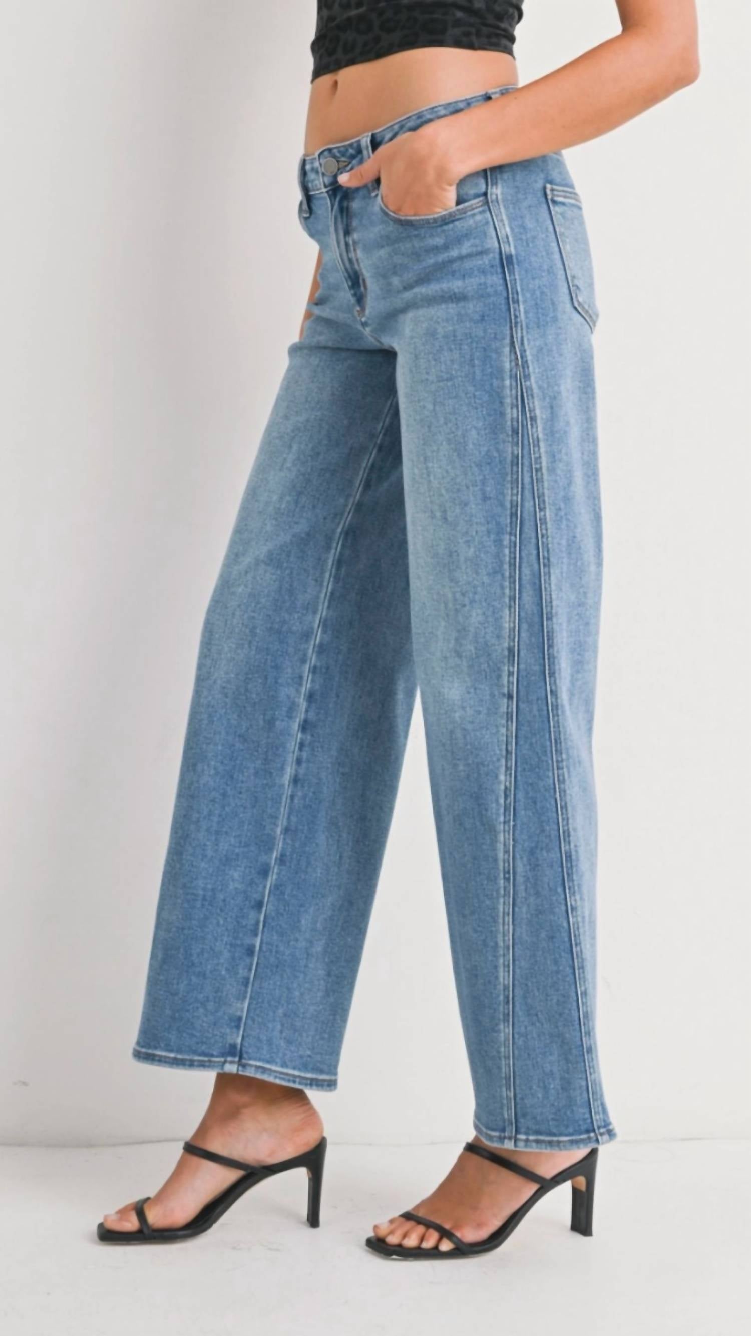 Jbd. - Mid Rise Full Length Seamed Wide Leg Jeans