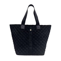 lemonbella Women's Quilted Diamond Tote Bag in black velvet - women's bag