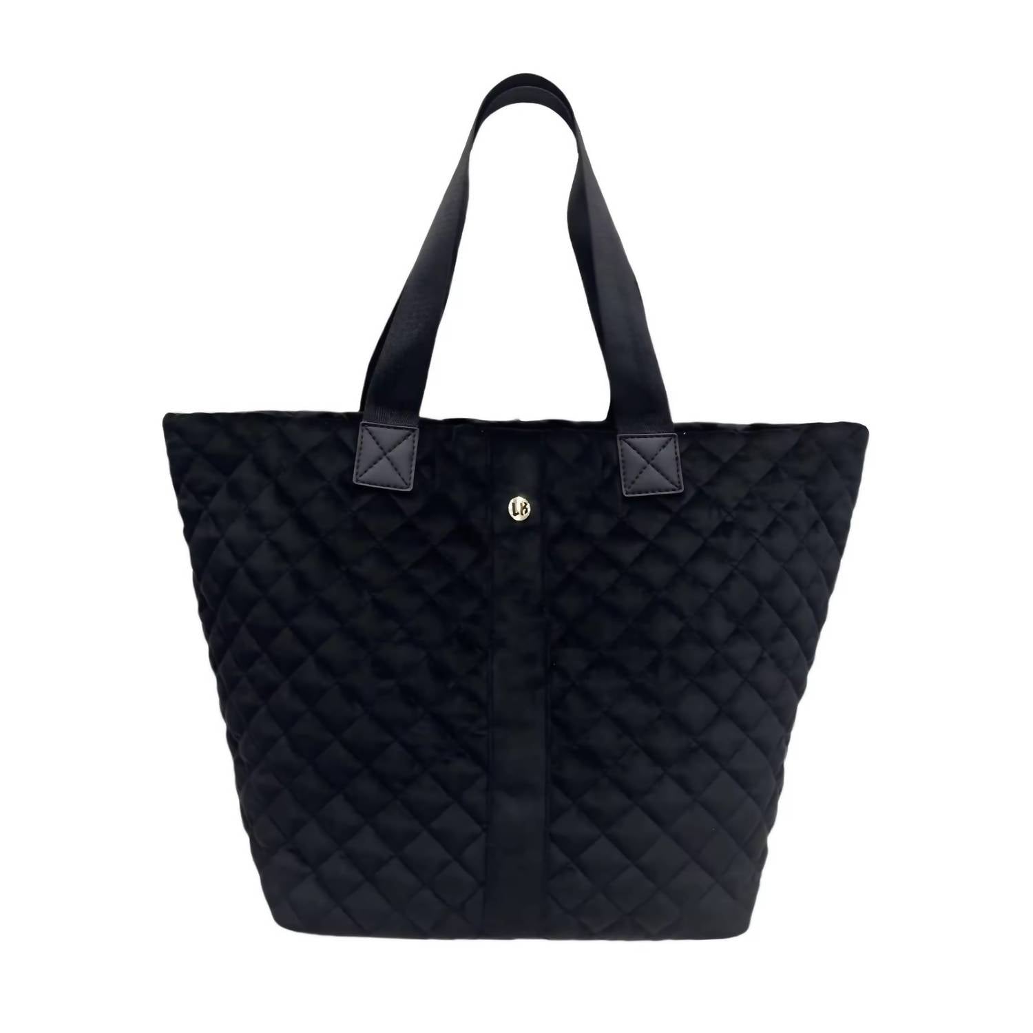 lemonbella Women's Quilted Diamond Tote Bag in black velvet - women's bag