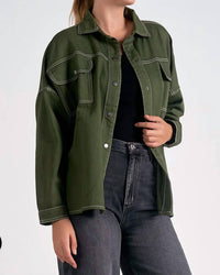 Elan - Cosmo Button Up Shirt Jacket