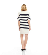 Karen Kane Stripe Sweater Dress in white - women's dress - alternate view