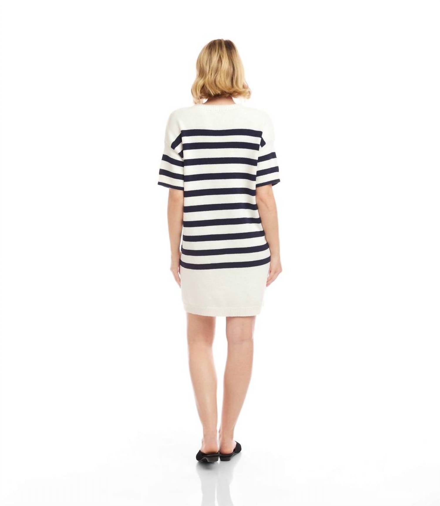 Karen Kane Stripe Sweater Dress in white - women's dress - alternate view
