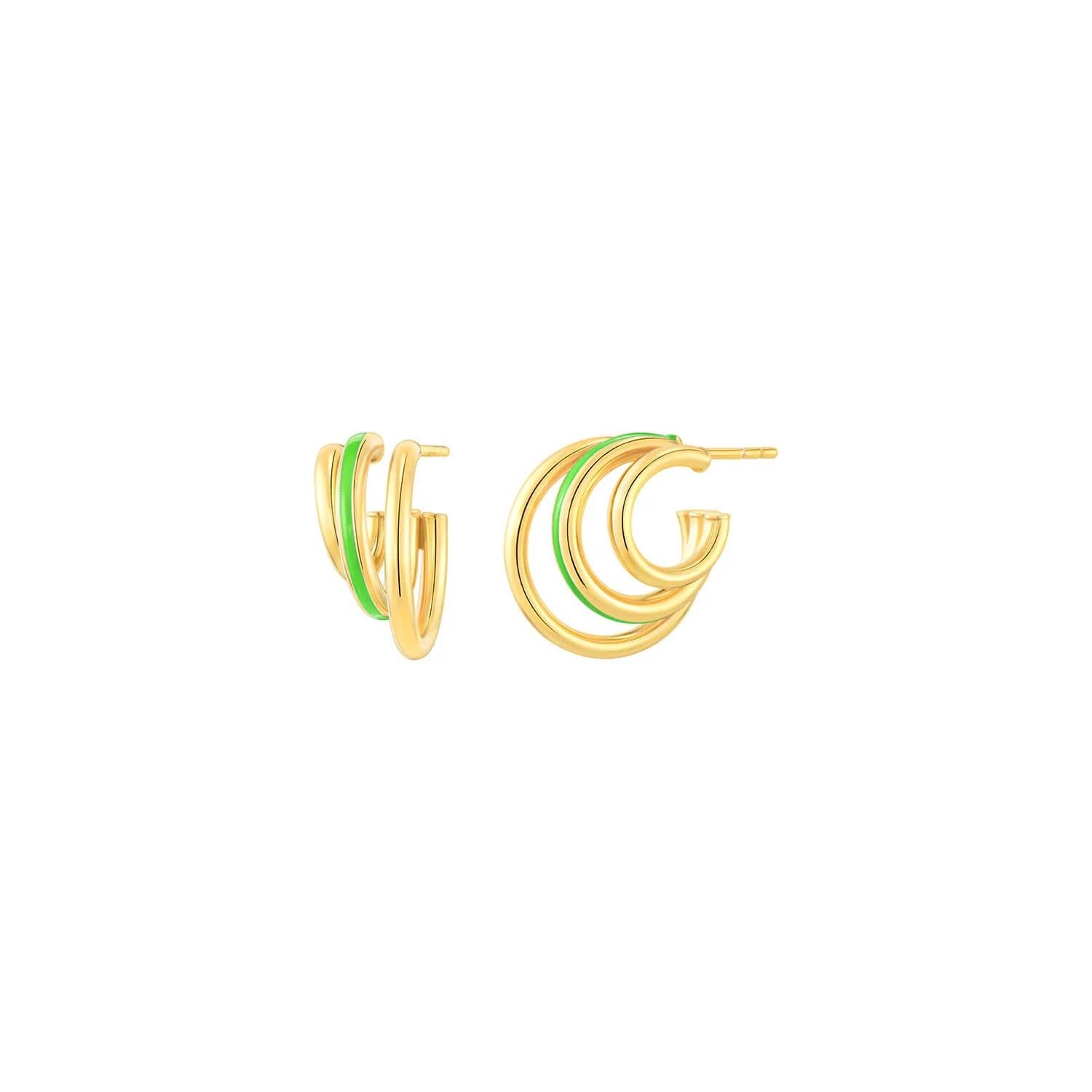 Gold & Honey - Women's Enamel Triple Hoop Earrings
