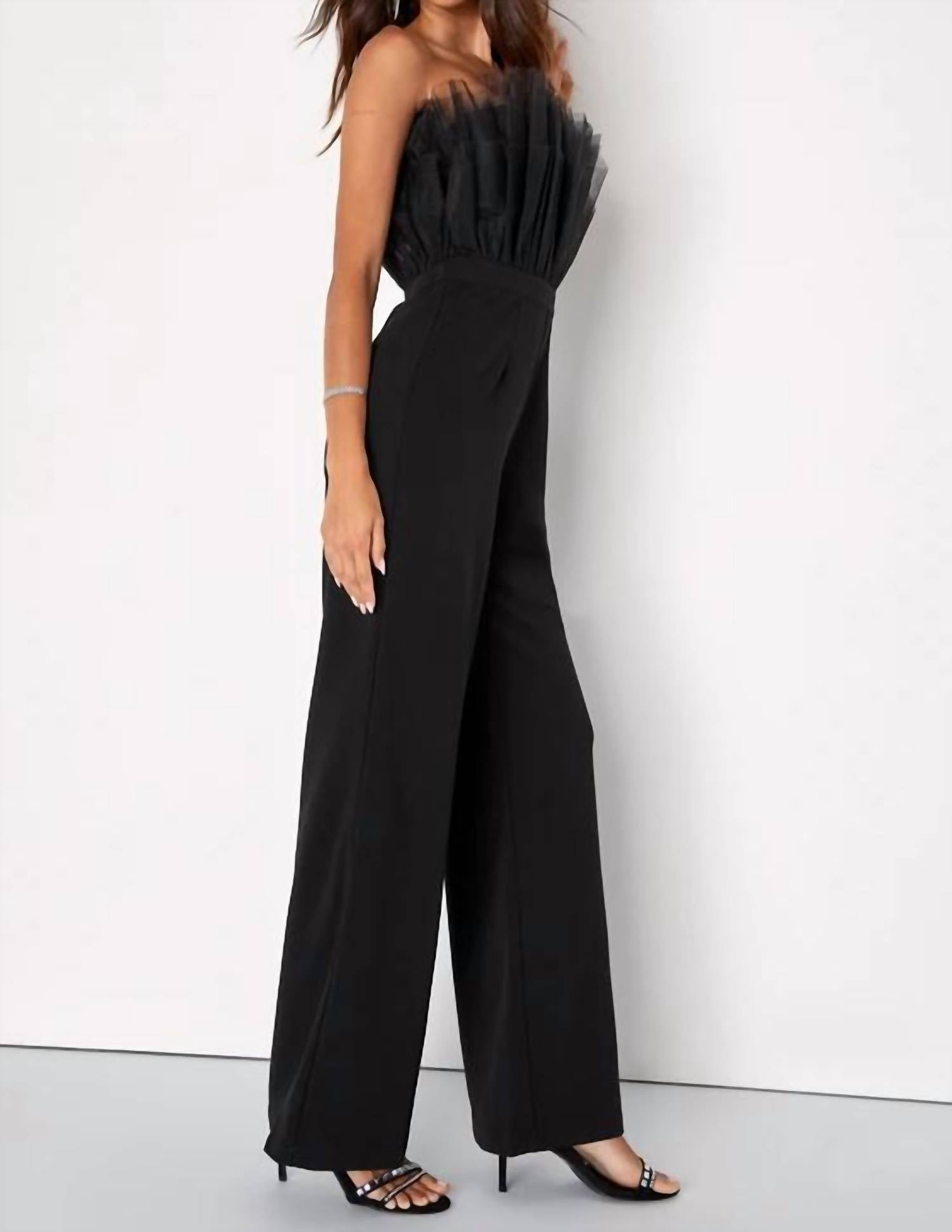 Lulus - Tulle Strapless Wide Leg Jumpsuit
