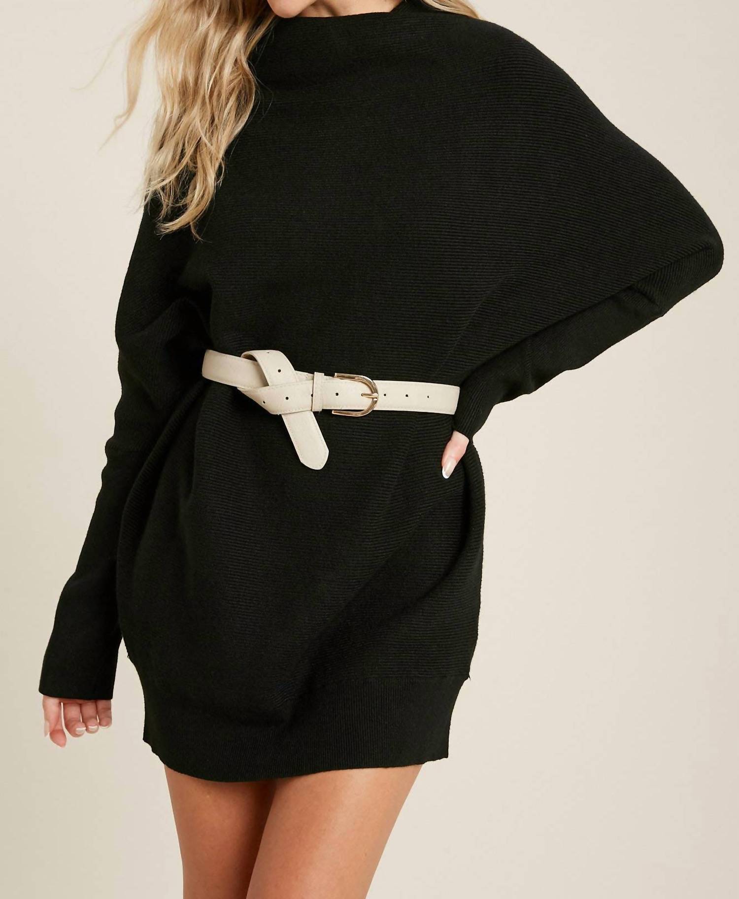 Bluivy - Slouch Neck Dolman Tunic Sweater