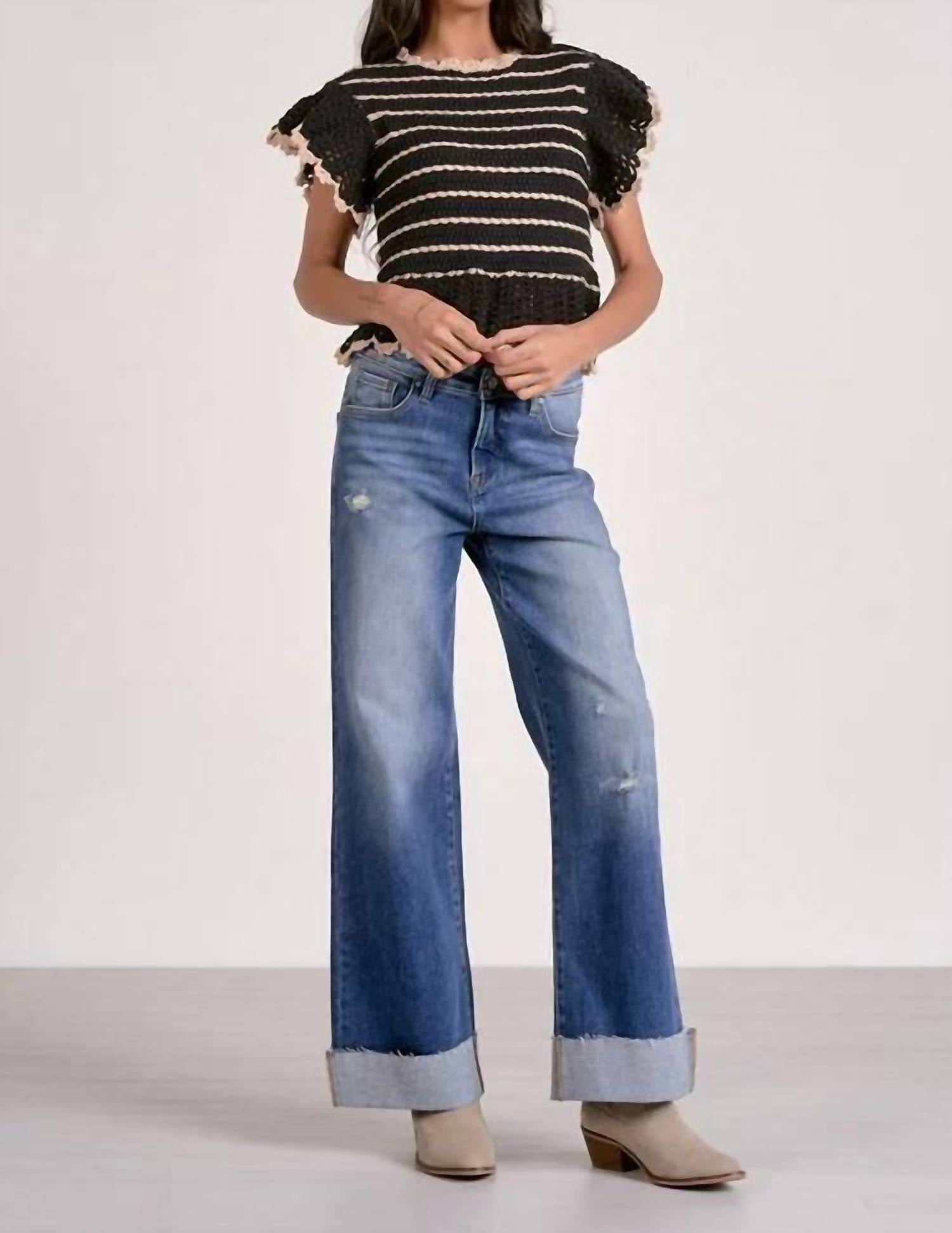 Elan - Knit Flutter Sleeve Top
