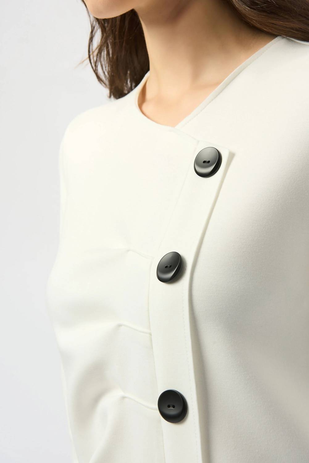 Joseph Ribkoff - Pleated Button Front Long Sleeve Top