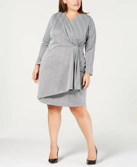 Ny Collection - Women's Plus Metallic Surplice Wrap Dress