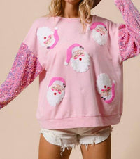 Bibi - Sequin Sleeve Santa Sweatshirt