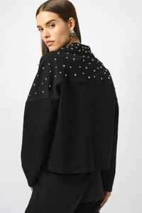 Joseph Ribkoff Oto-style Stretch Denim Studded Jacket in black - women's jacket - alternate view