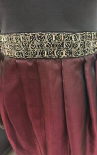 Bianca Nero - Women's Pleated silk skirt with beaded belt mini dress