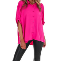Day + Moon - Women's Fingers Crossed Oversized Button Down Top