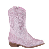 Nina Girls Hawley Side Zip Cowboy Boots in light pink glitter stones - kids' boots
