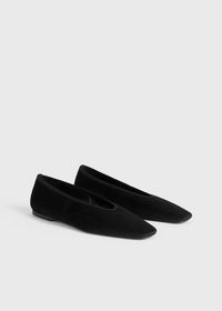 Toteme - Women's Minimalist Velvet Ballerina Shoes